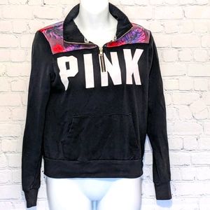 PINK Hawaiian Floral Graphic Pullover 1/2 Zip XS